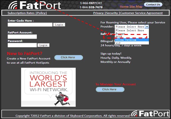 Wi-Fi connection via FatPort in Canada
