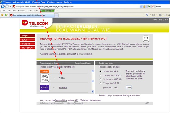 Wi-Fi connection via Telecom Liechtenstein in Liechtenstein