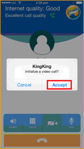 Confirm to convert the connected voice call to video call.