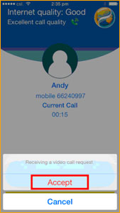 The called party will receive a video call request.   