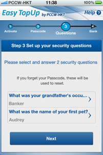 Select another security question from Security Question 2 and answer