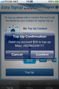 Confirm top-up amount and beneficiary mobile number