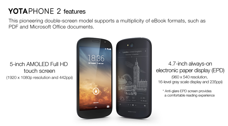 YOTAPHONE 2 features