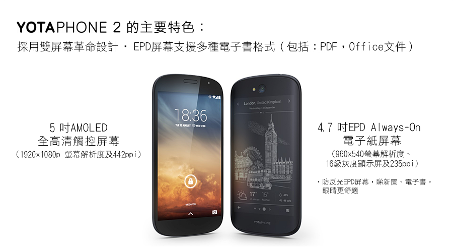 YOTAPHONE 2 的主要特色