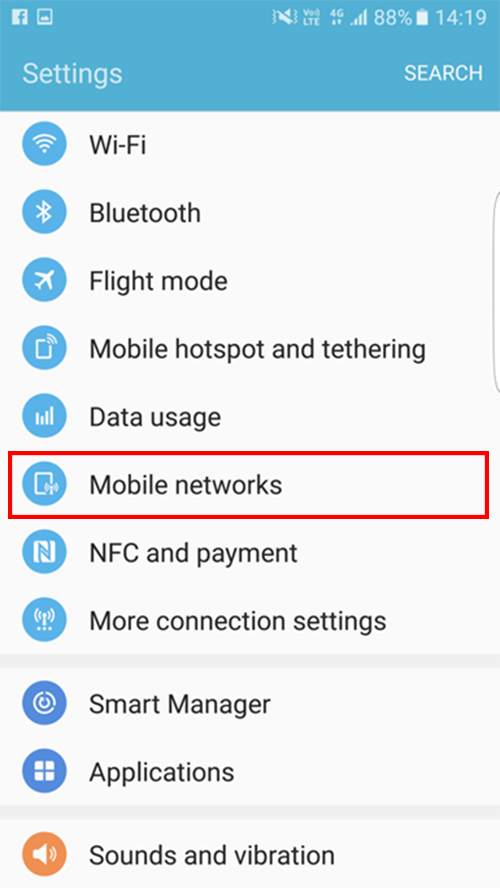 Settings > More Network