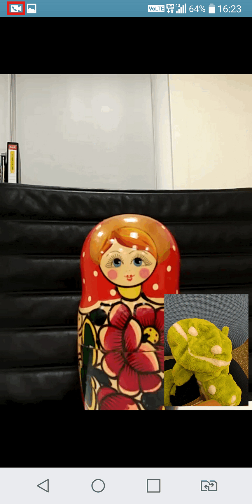 Switch between voice and video call by pushing the button on the top right corner.