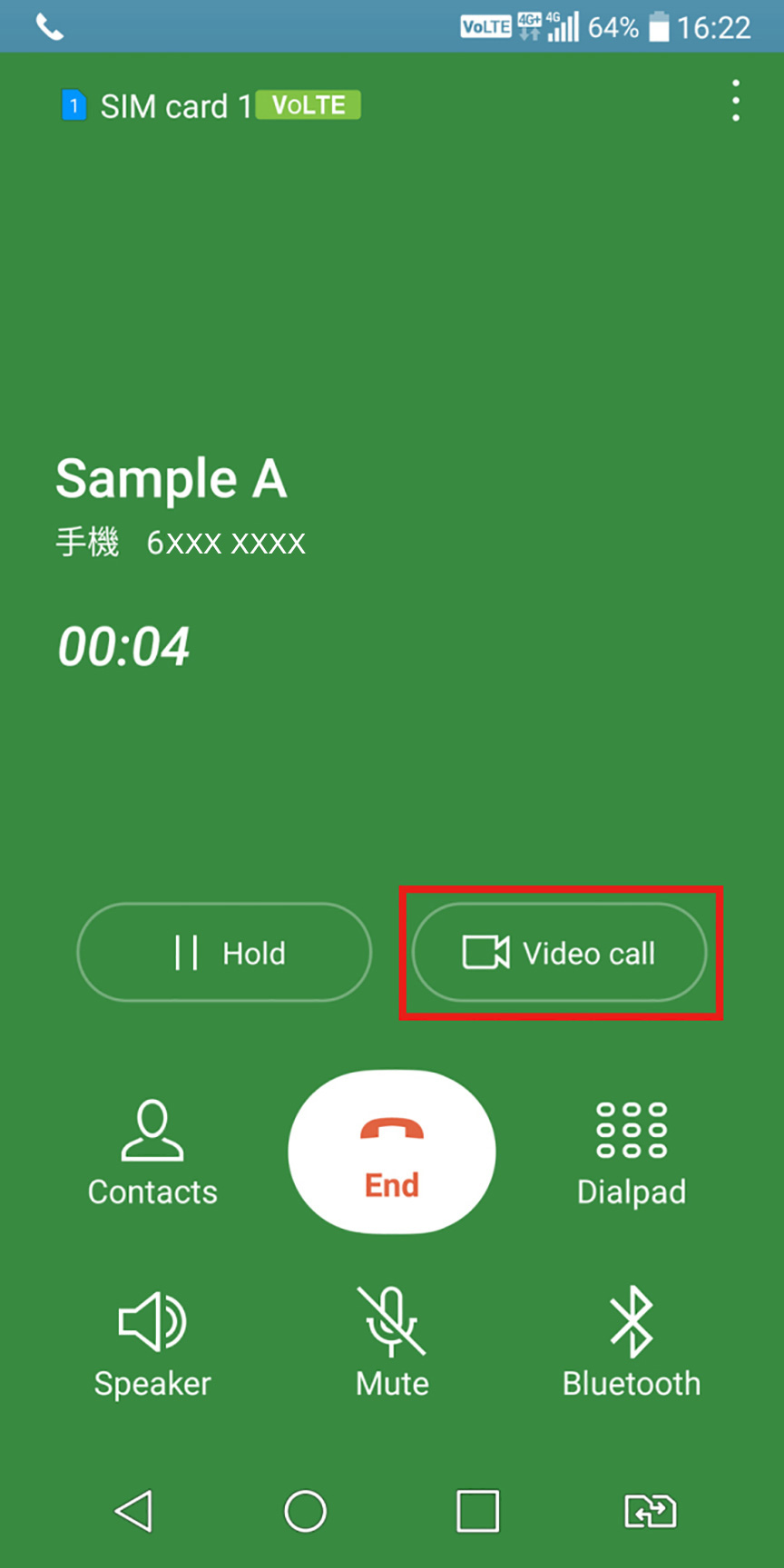 Switch between voice and video call by pushing the button on the top right corner.