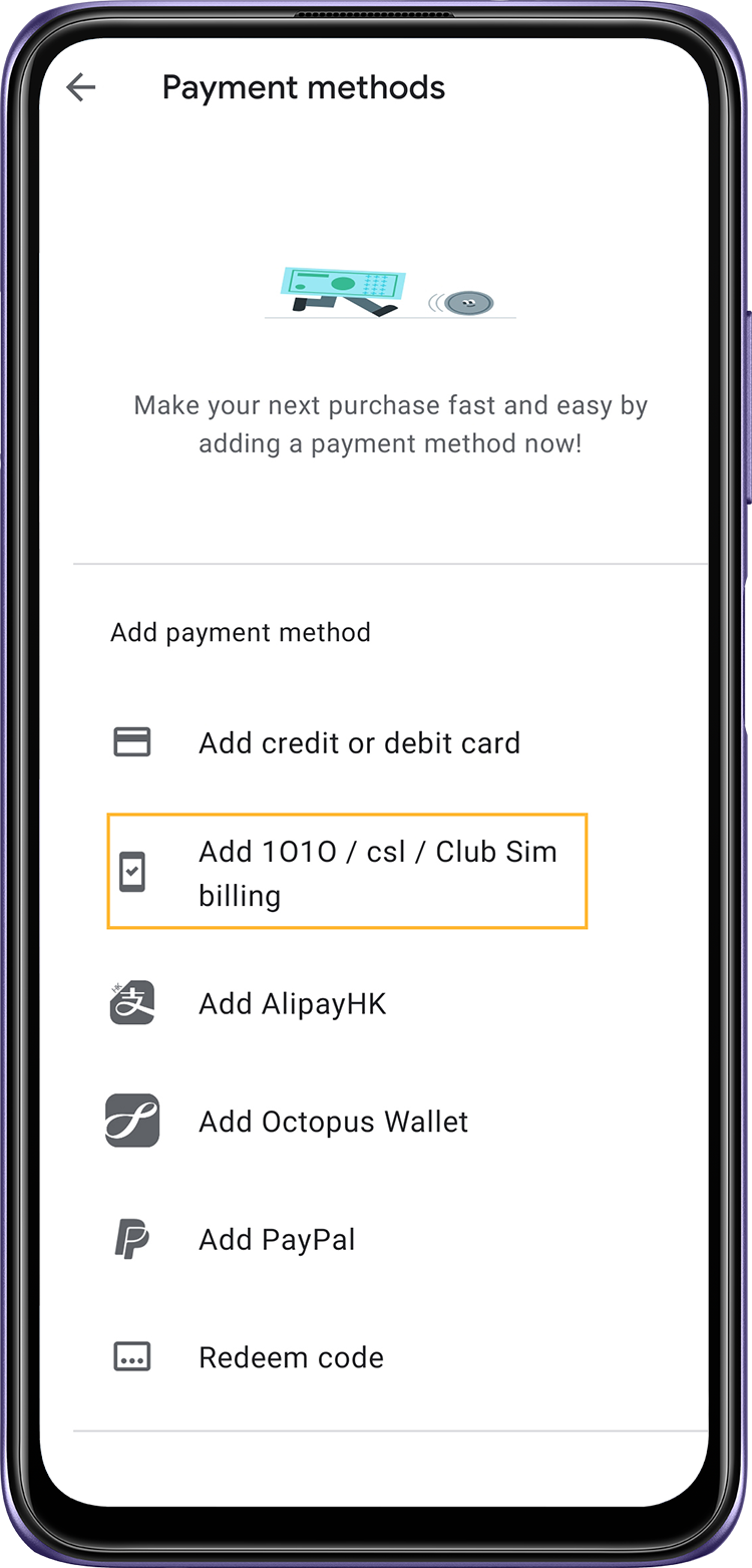 Select “Add 1010 / csl / Club Sim Billing”