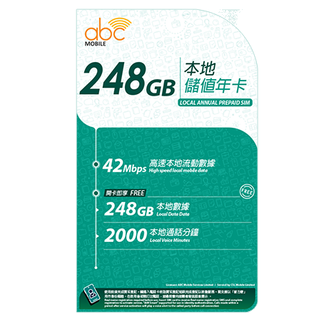 abc Mobile Local Annual SIM 248GB