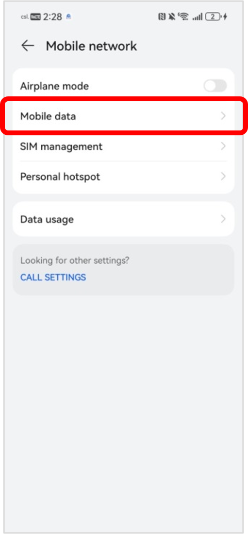 Select「Mobile data」