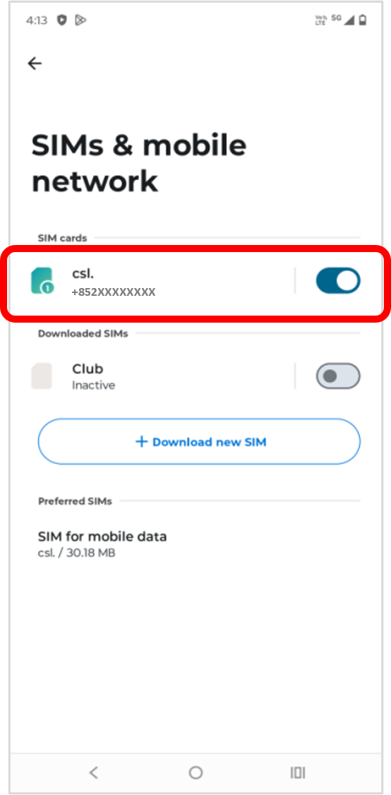 Select「SIM」