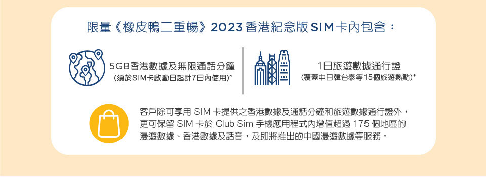 《橡皮鴨二重暢》2023 香港紀念版 SIM 卡