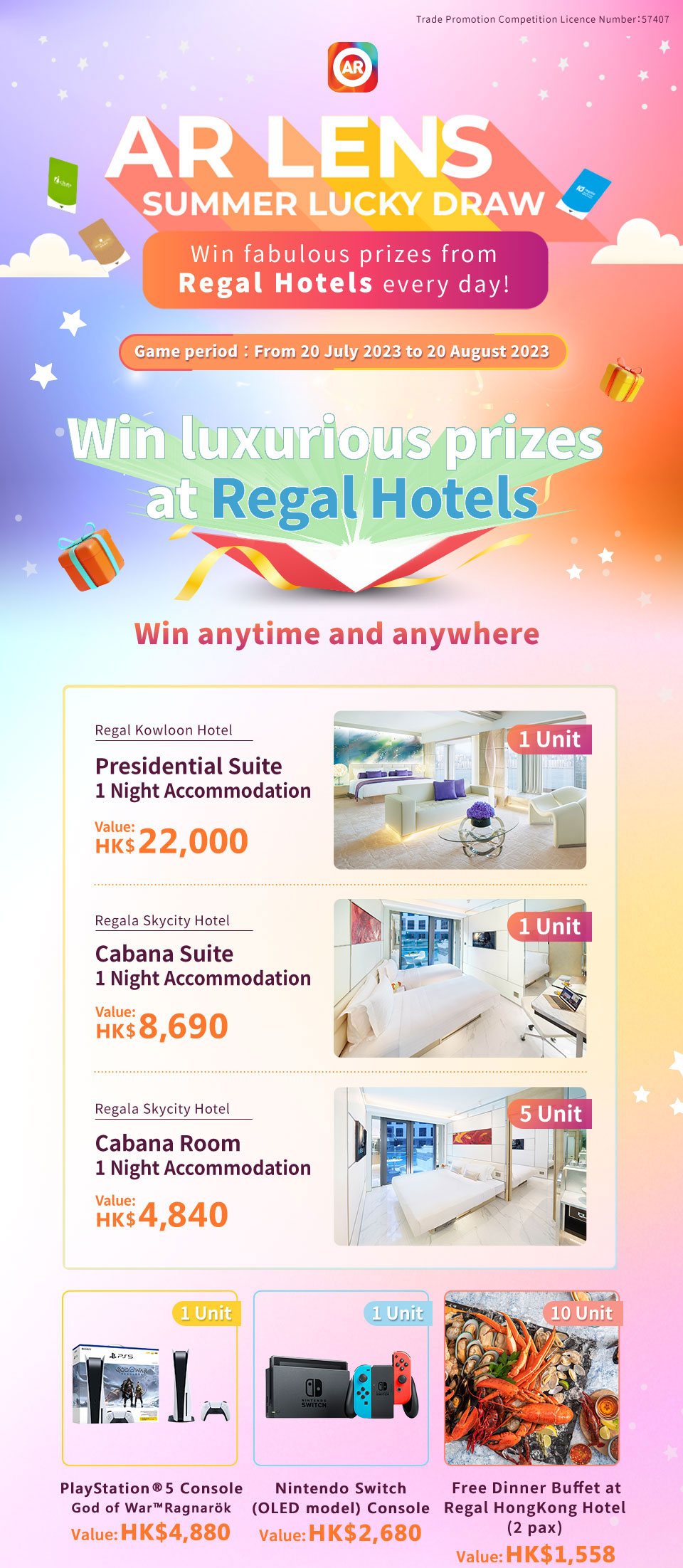 AR LENS Summer Lucky Draw - Win fabulous prizes from Regal Hotels everyday!