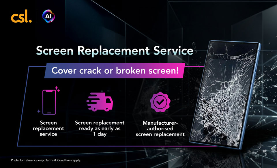 Screen Replacement Service - Cover crack or broken screen! Screen replacement service | Screen replacement ready as early as 1 day | Manufacturer-authorised screen replacement
