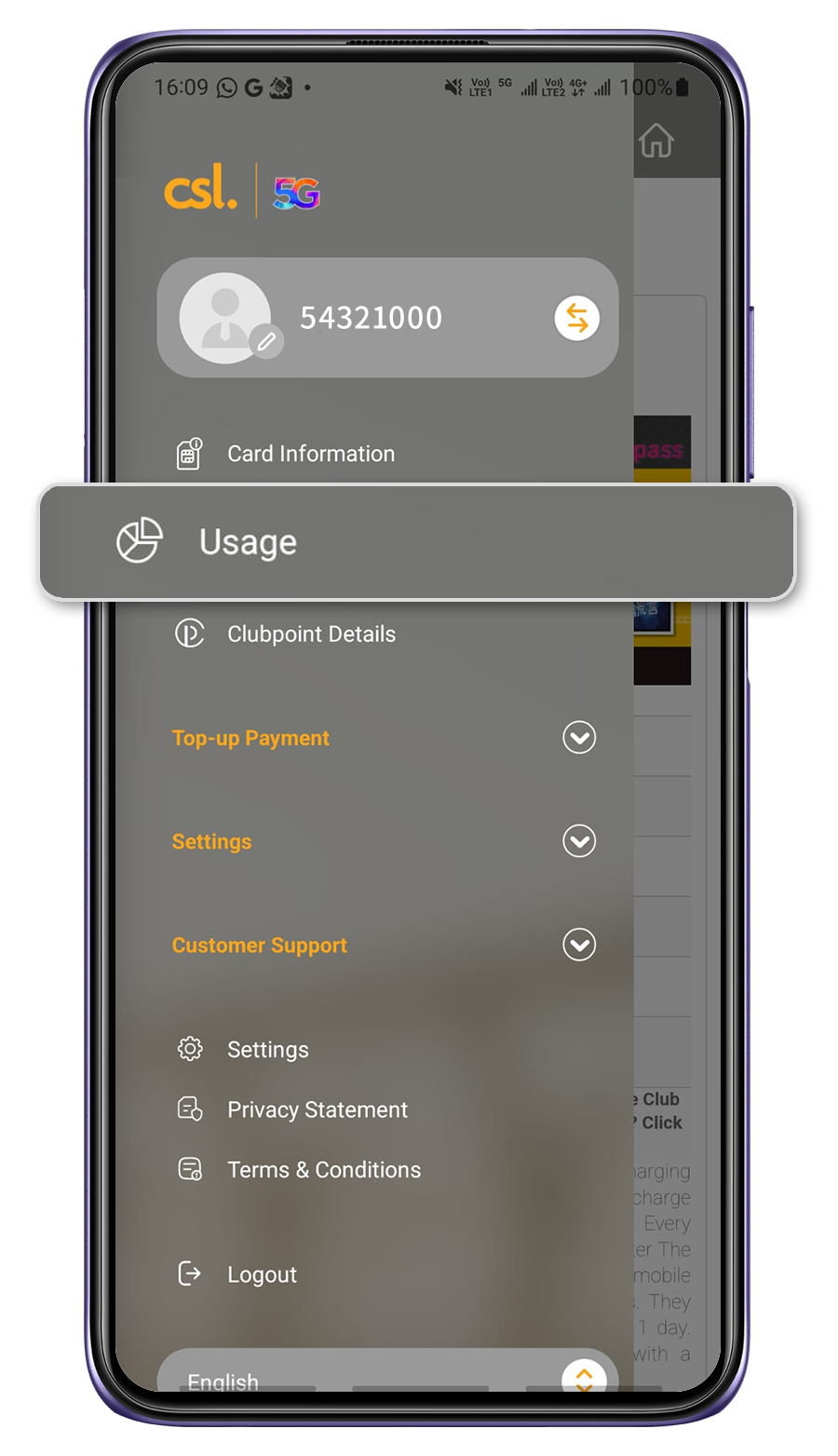 2. Check data usage
									