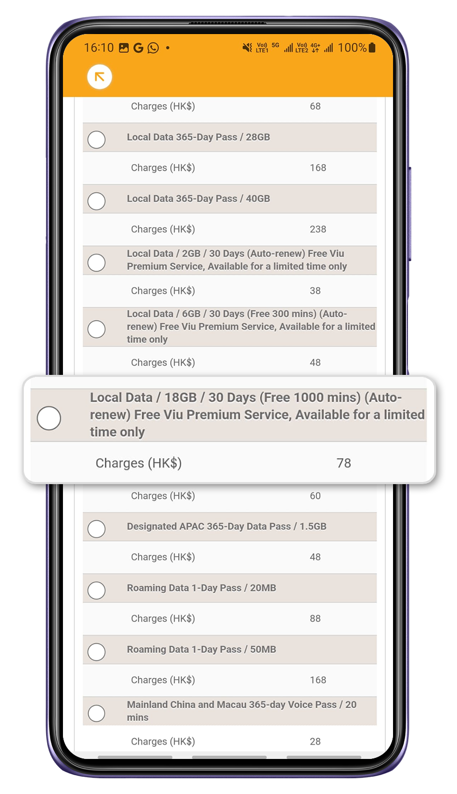 3. Subscribe data packages 