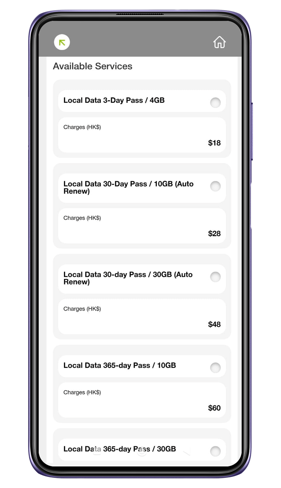 3. Subscribe data packages 