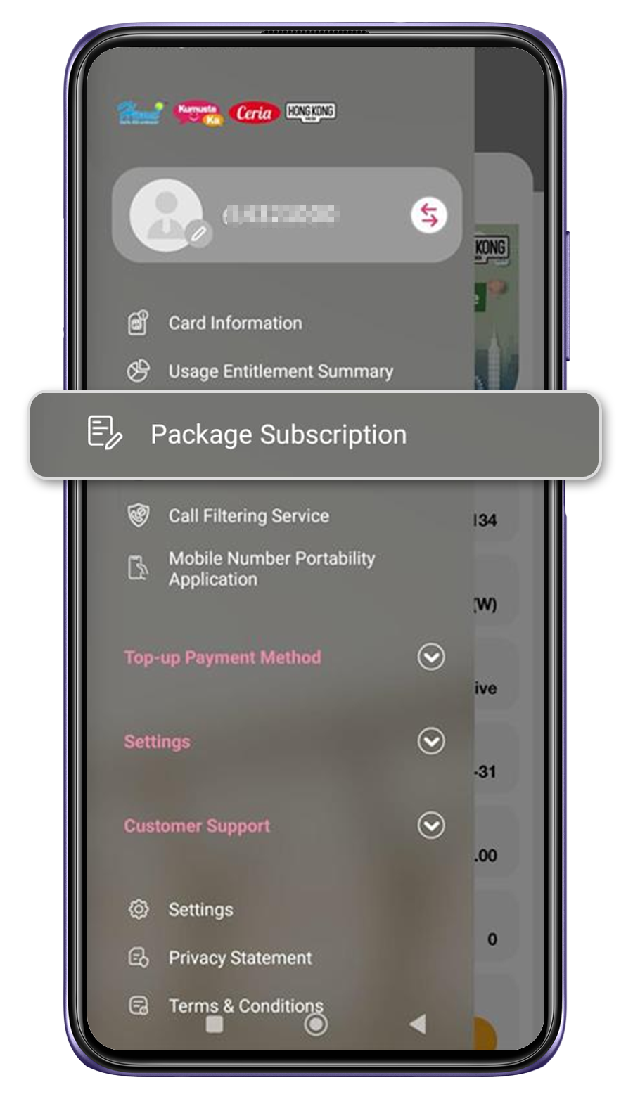 3. Subscribe data packages 
									