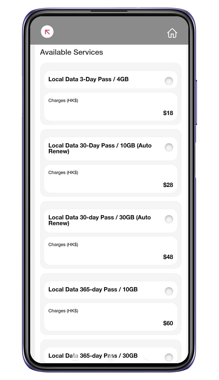3. Subscribe data packages 