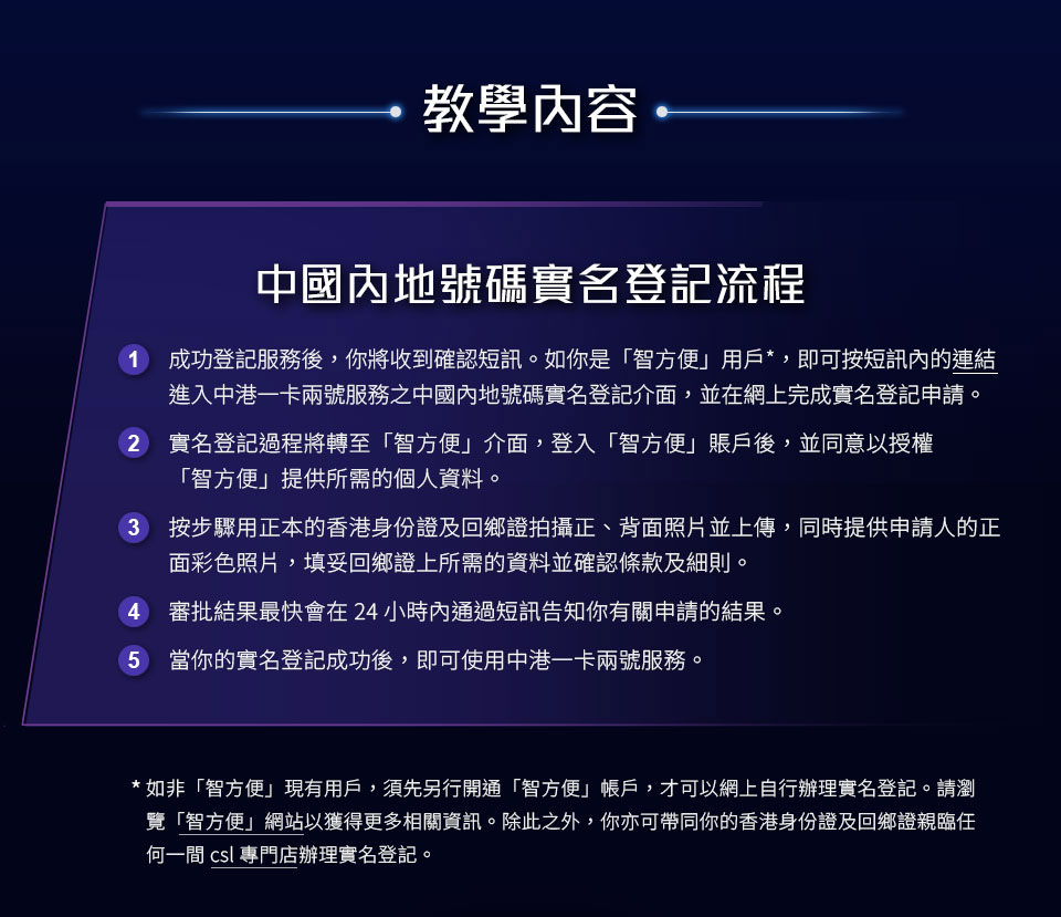 教學內容 - 中國內地號碼實名登記流程