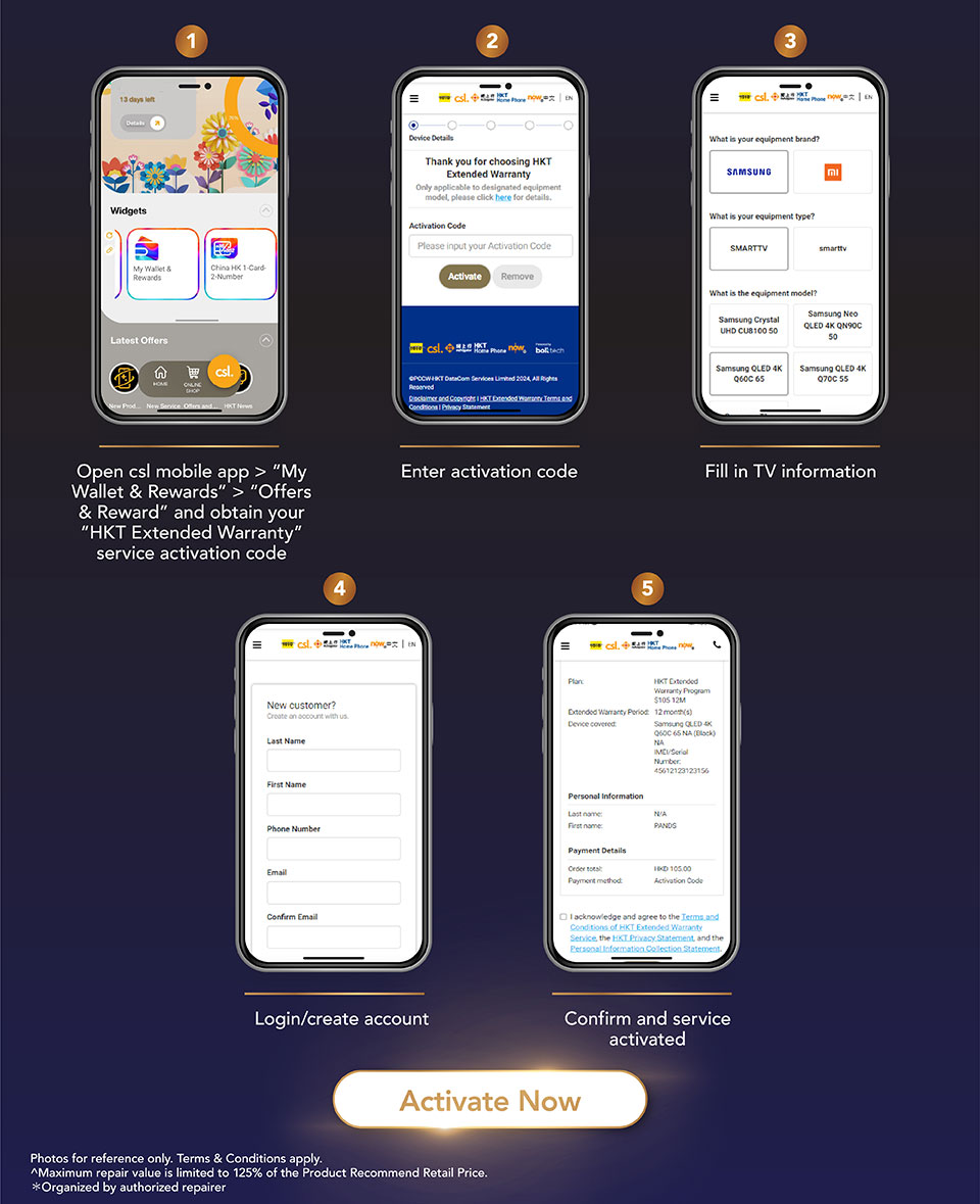 HKT Extended Warranty Service - Service activation flow. Activate now!