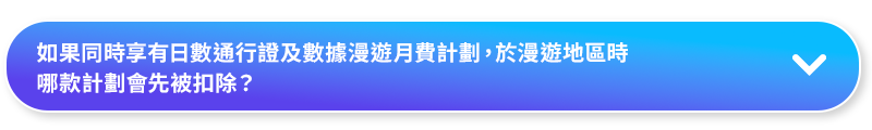 如果同時享有日數通行證及數據漫遊月費計劃，於漫遊地區時哪款計劃會先被扣除？