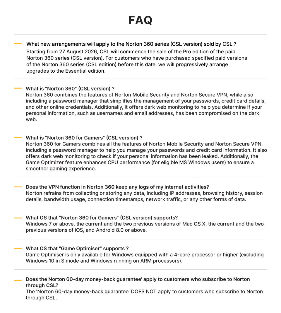 Norton 360 FAQ