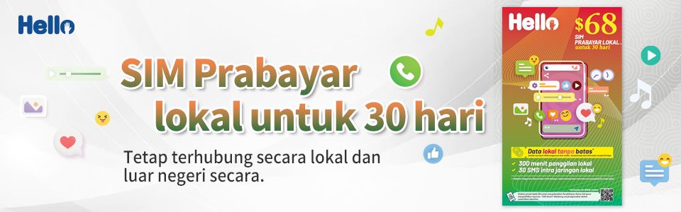 Hello SIM Prabayar lokal untuk 30 hari 