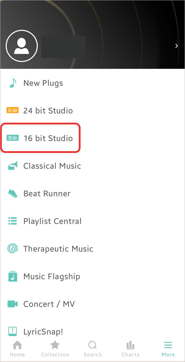 Click right-hand corner, choose “16 bit Studio”