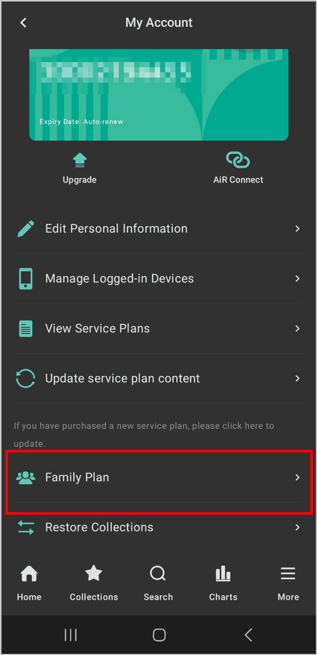 2. Click “Family Plan” 