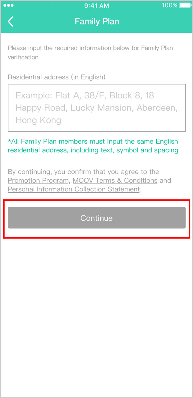 4. Enter address and “Continue”