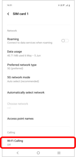 Select 「Wi-Fi calling 」