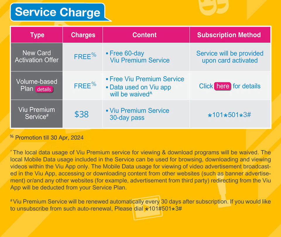 Viu Premium Service Charge